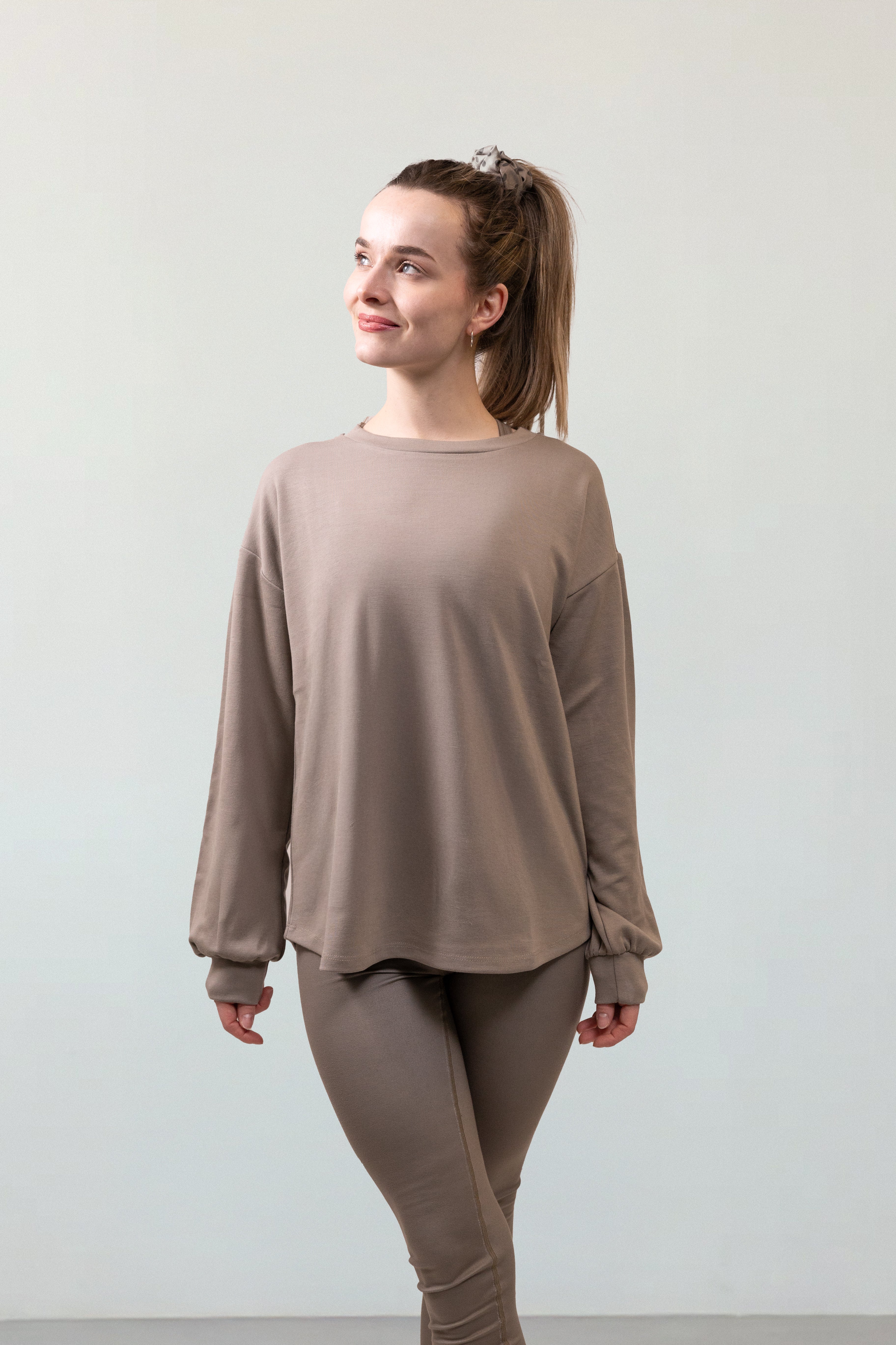 Sweatshirt Greige mit Band